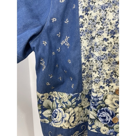 Koret City BluesWomen's  XL Denim Patchwork Embroidered Button Front Shirt - Picture 13 of 14